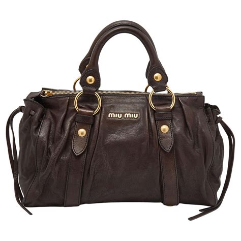 Miu Miu Brown Vitello Lux Leather Bow Bag 